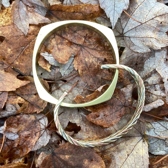 Sergio Lub Beautiful Set Of Brass Copper and Silver Bangle Cuff Bracelets - Picture 8 of 9